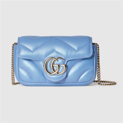 gucci borsa celeste pastello|Mini borsa GG Marmont in pelle verniciata celeste .